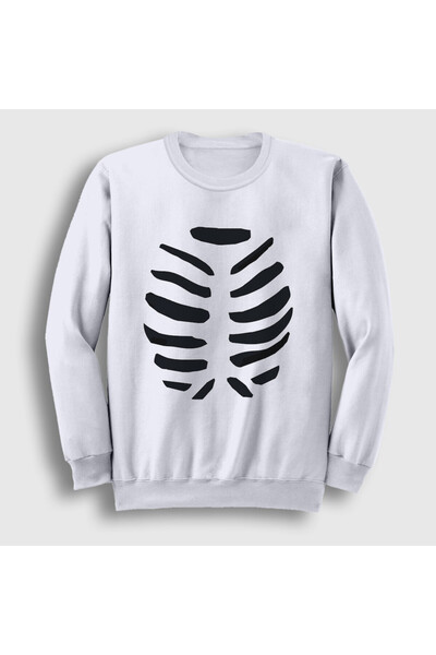 Presmono Unisex White Halloween Couple Lover Skeleton Sweatshirt 580951Tt