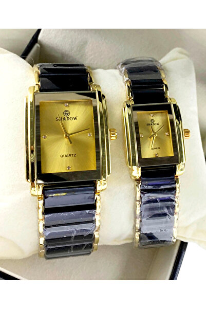SHADOW Luxurious Couple Watch Set - Elegant Rectangular Two-Tone Design