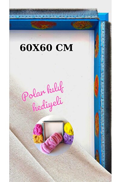 Punchistanbyuyc 60X60 cm Blue Floral Magic Punch (Punch Needle) (with Punch N...