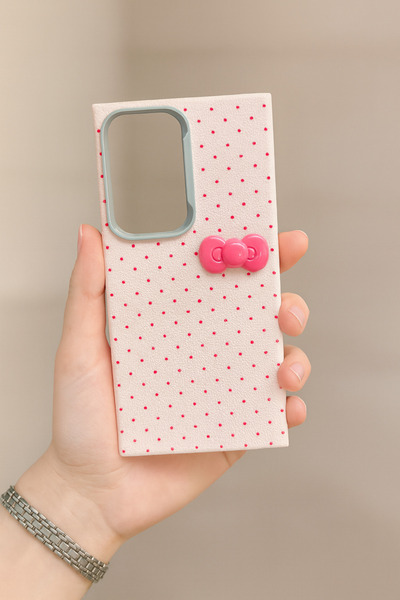 MustCase حافظة سامسونج جالاكسي S25 الترا باللون الوردي مع تفاصيل فيونكة منقطة...