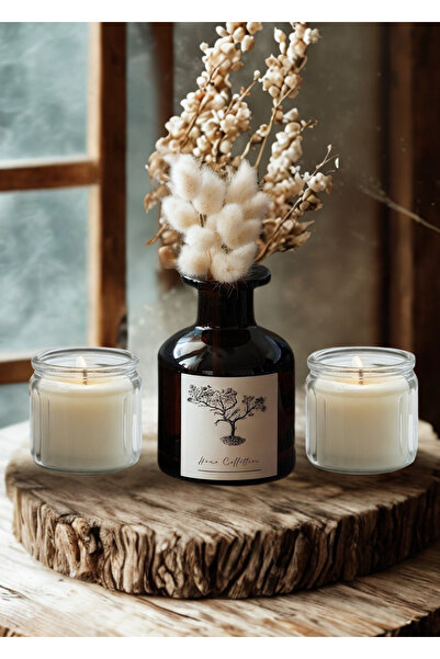 junibeliw 3lü Set Dekoratif Cam Şişe Amber Vazo Kavanoz 150ml(ÇİÇEKSİZ) Küçük...