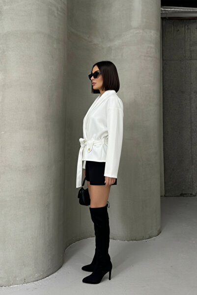 ALFUDO Moda Collection Buttoned Comfortable Fit Cashmere Cardigan/Jacket with Tie Detail