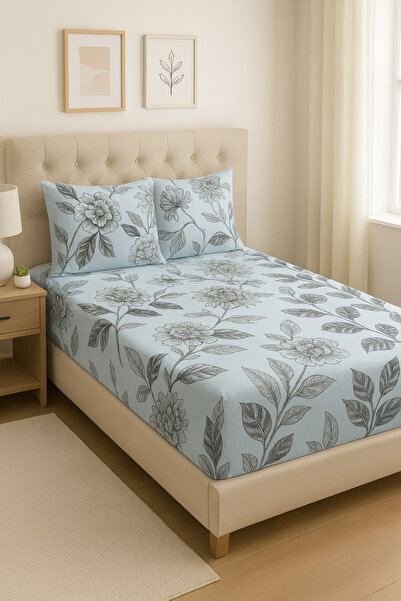 uykulife home collection UYKULIFE SET DVOJNOG ELASTIČNOG PLAČA SA CVETNIM UZO...