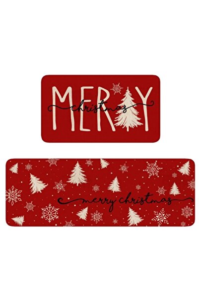 OEM Red Christmas Rug Set, Polyester, 40x60 cm and 40x120 cm