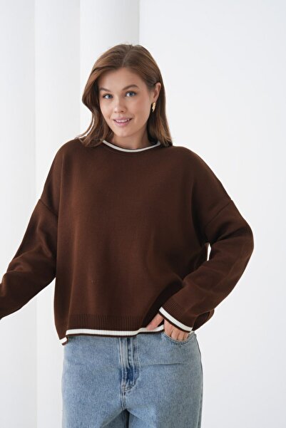Noi Belis Oversized Color Block Soft Textured Knitwear Sweater Aw25Kz0107