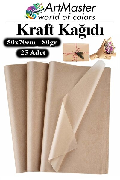 Artmaster Kraft Kağıdı 50x70 cm 25 Adet 80 Gr Hediye Paketleme Kagıdı Çeyiz K...
