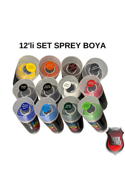 Önder Ticaret Akrilik Sprey Boya 12'li Set 400 ml – Metal, Plastik, Ahşap Cam...