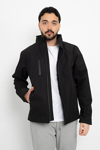 DAŞ ÜNİFORMA Softshell Inside Fleece Waterproof Standard Fit Jacket Windproof Full Zip Winter Unisex Coat