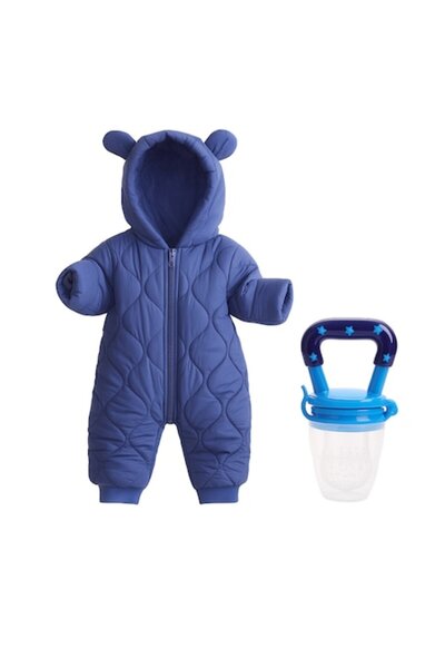 NEO ™ Swaddling Blanket, 3-6 Months, Warm, Bear Shape, for Babies, Autumn/Winter, Blue + Blue Fruit