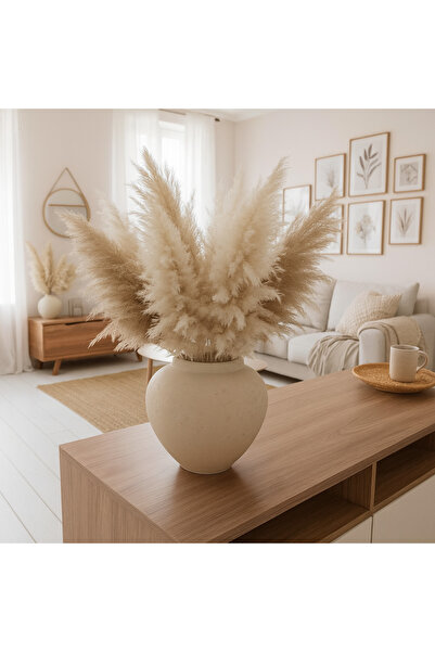 Lui Tasarım Nordic Style Decorative Textured Modern Stylish Ceramic Beige Color Pera Vase 20 cm