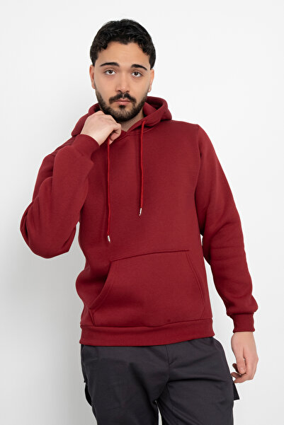 DAŞ ÜNİFORMA Basic Unprinted 3 Thread K Hooded Unisex Kangaroo Pocket K Hooded Sweatshirt Hoodie Sweat