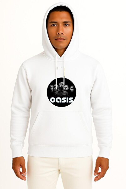 Bahriyeli Collection cu glugă Oasis British Rock Chest B cu imprimeu Hanorac ...
