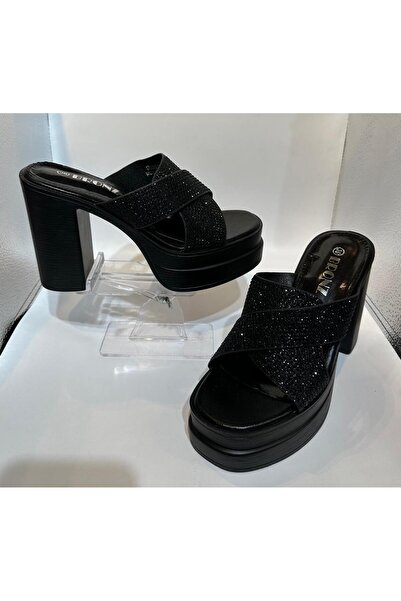 Bronz Women's sandals with a wide X-shaped heel and studded front.