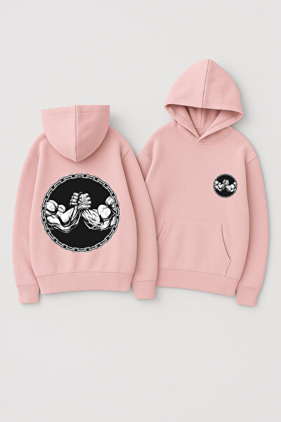 CLASSY.MODA Унисекс суитшърт с качулка, с голям размер и принт – за фитнес, б...