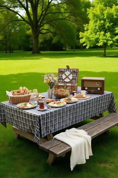 Limitless Modern Plaid Tablecloth Washable Cotton Casual, Dowry Table Cover