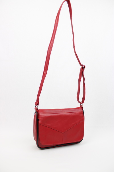 mossi Genuine Leather Red Women's Shoulder and Crossbody Bag Multi-Compartment Mommy Bag