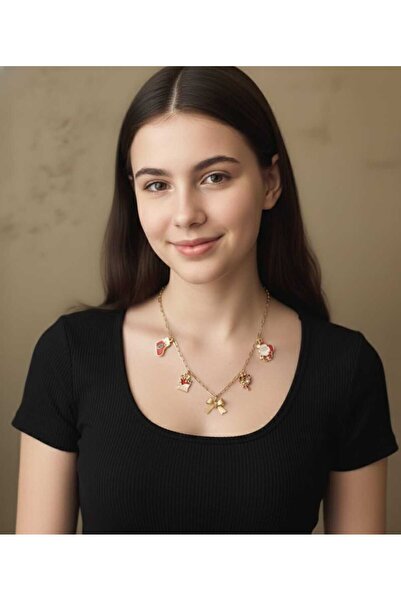 Grace Time ALTIN KAPLAMA ZİKRON TAŞLI YIL BAŞI TEMALI CHARM KOLYE