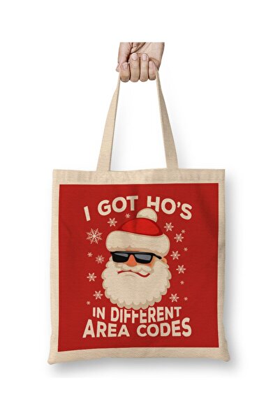 Toyaso Christmas Santa Father Christmas New Year White Cloth Bag Long Handle Shopping Bag