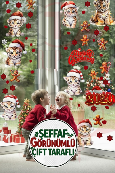 Kt Grup 2026 Nova godina providna Dvostrano božićna tigrova naljepnica za vra...