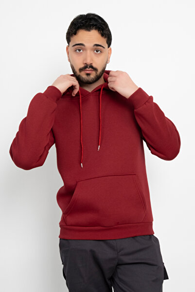 DAŞ ÜNİFORMA Basic Unprinted 3 Thread K Hooded Unisex Kangaroo Pocket K Hooded Sweatshirt Hoodie Sweat