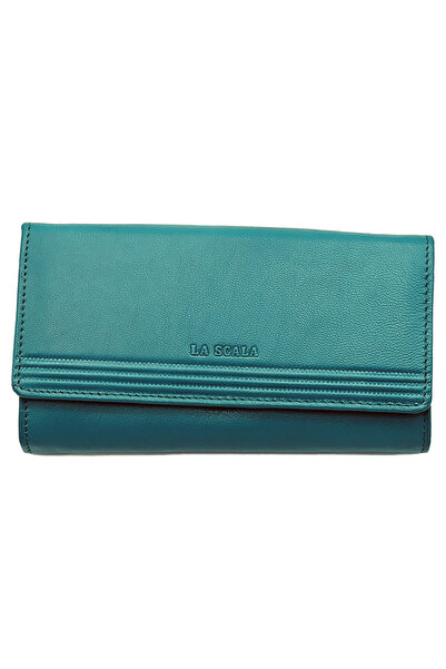 Micutz Women's wallet, made of genuine leather, 18x10x3 cm, La Scala Luxury Collection, Turquoise Color