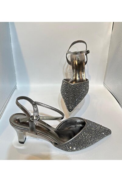 Btr Women's heeled sandals with zircon stones, medium heel, very comfortable to wear