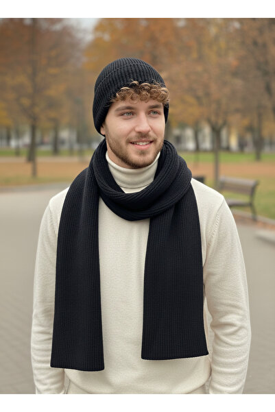 derikem Men's Wool Winter Thessaloniki Knitted Beanie Scarf Two-Piece Set
