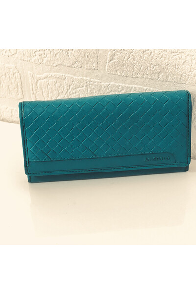 Micutz Women's Leather Wallet La Scala, 10x19x3 cm, RFID Protection, Turquoise Color
