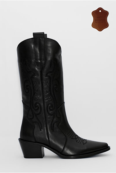 wanita milano Kadın Kovboy Çizme Hakiki Süet Deri Western Nakışlı Ortopedik R...