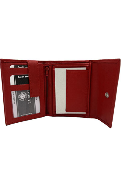 Micutz Women's Wallet Genuine Leather, Ergonomic Design, Billfold Pocket, La Scala Luxury, 10x13x3 cm, Red