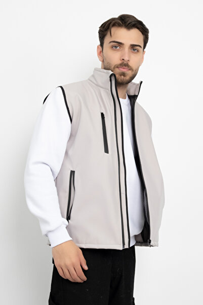 DAŞ ÜNİFORMA Softshell with Fleece Inside Waterproof Standard Fit Vest Windproof Full Zipper Winter Unisex