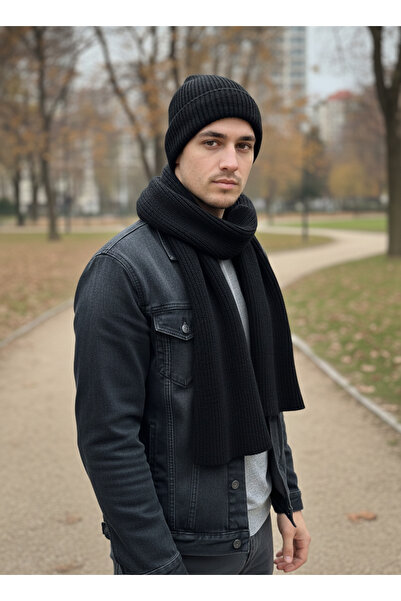 derikem Men's Wool Winter Thessaloniki Knitted Beanie Scarf Two-Piece Set