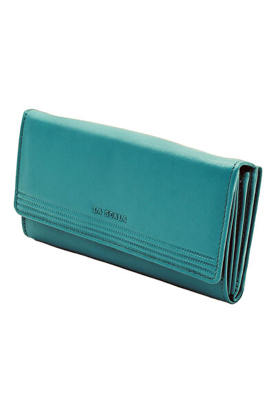 Micutz Women's wallet, made of genuine leather, 18x10x3 cm, La Scala Luxury Collection, Turquoise Color