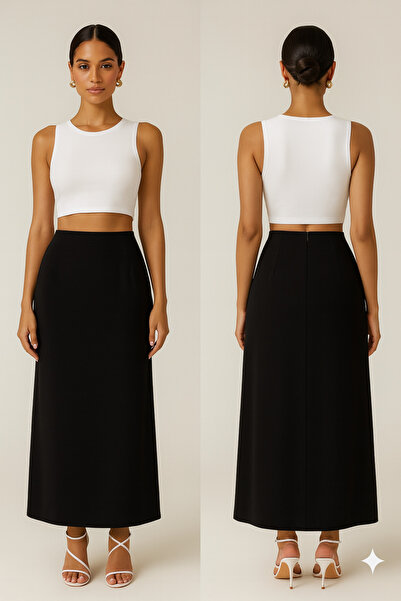 AL&SU BUTİK Women's Long A-Line Skirt