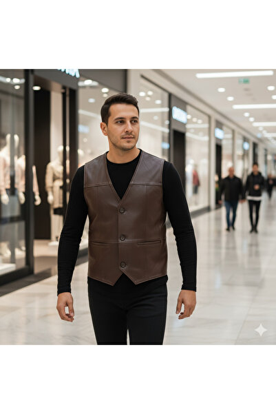 HalisMen Genuine Lambskin Men Leather Coat Real Leather Vest Soft Leather