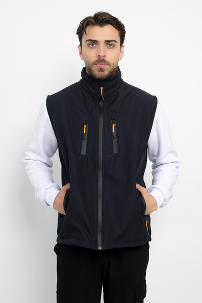 DAŞ ÜNİFORMA Softshell with Fleece Inside Waterproof Standard Fit Vest Windproof Full Zipper Winter Unisex