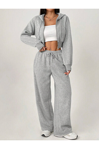 S&A DESIGN Women's Wide Leg Winter 2 Thread Count Fleece-Lined Thick Fleece Lined Fabric Sweatpants