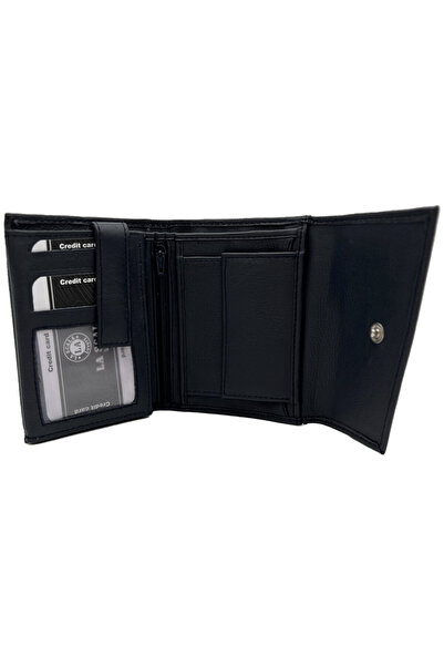 Micutz Women's Wallet, Genuine Leather, Ergonomic Design, Billfold Pocket, La Scala Luxury, Navy Blue