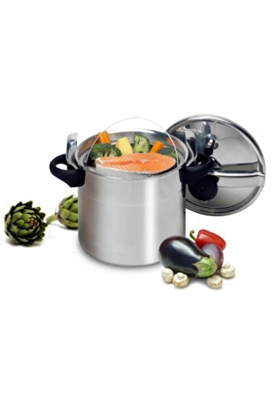 SİLAMPOS 10-liter Portuguese aluminum pressure cooker with a basket for mandi