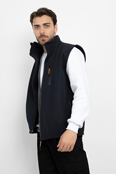 DAŞ ÜNİFORMA Softshell with Fleece Inside Waterproof Standard Fit Vest Windproof Full Zipper Winter Unisex