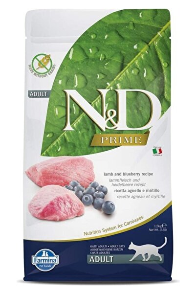 N&D Prime Kuru Kedi Maması, Tahılsız, Kuzu ve Yabanmersinli, Yetişkin, 1.5 kg