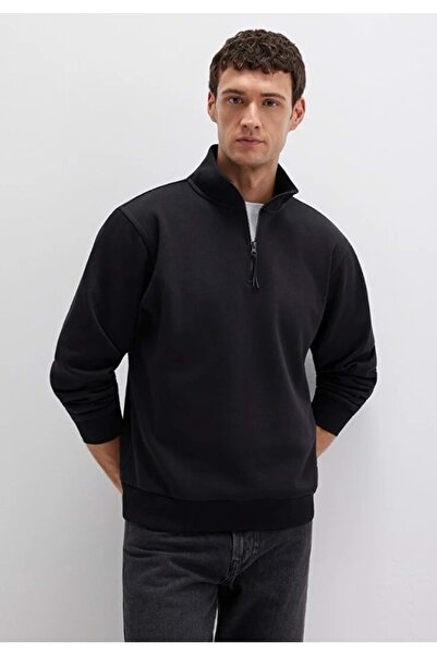 Mavi 0S10278 Basic Yarım Fermuarlı Sweatshirt SİYAH