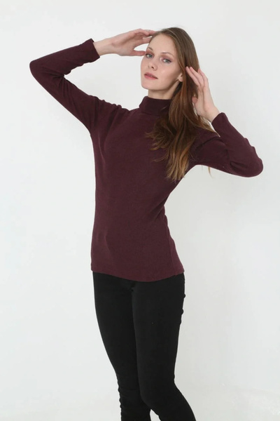 hibiscus Women's Full Length Corded Fabric Lycra Camisole Bodysuit - Burgundy