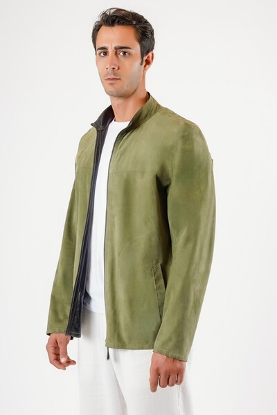 Leather Club Haki Çift Taraflı Hakiki Süet Deri Ceket