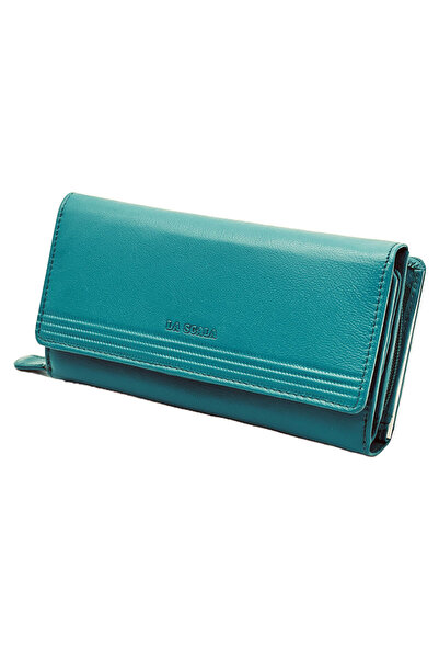 Micutz Women's Wallet Made of Genuine Leather Micutz®, 19x10x5 cm, La Scala Luxury, Many Compartments, Turquoise