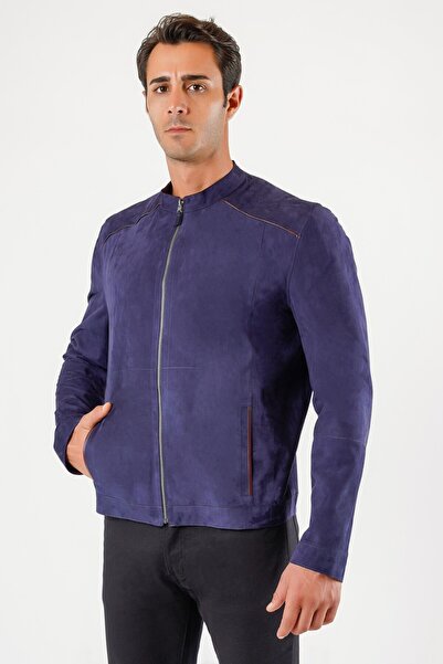 Leather Club Lacivert Çift Taraflı Hakiki Süet Deri Ceket