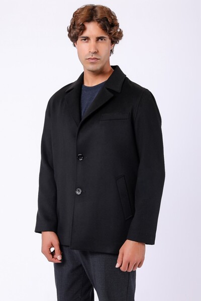 Leather Club Siyah Kaşmir Kaban