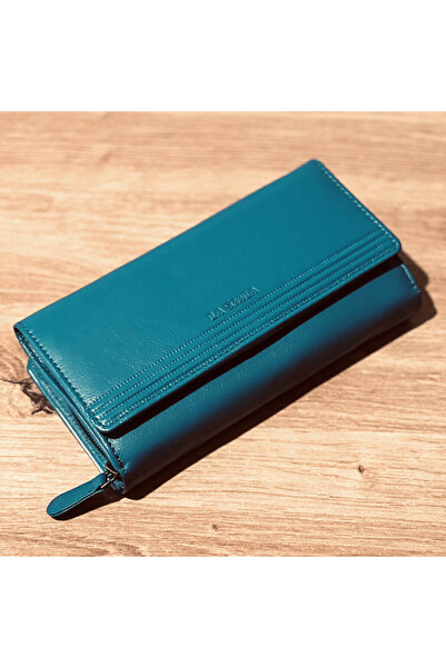 Micutz Women's Wallet Made of Genuine Leather Micutz®, 19x10x5 cm, La Scala Luxury, Many Compartments, Turquoise