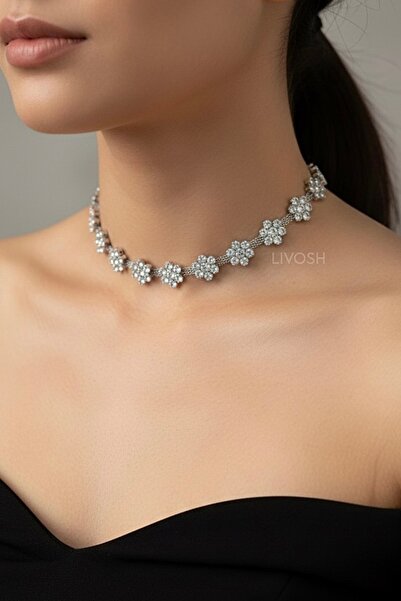 LIVOSH قلادة شوكر من حجر البابونج