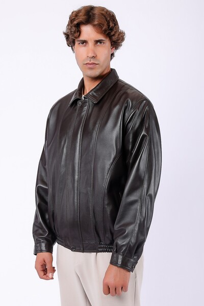 Leather Club Kahve Oversize Hakiki Deri Kaban